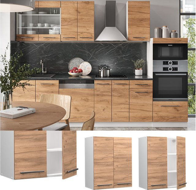 Vicco Hängeschrank Fame-Line Küchenschrank Weiß Eiche mit Softclose-Scharnieren und Einlegeboden B: 60 cm, H: 72 cm, T: 34 cm - Bild 1
