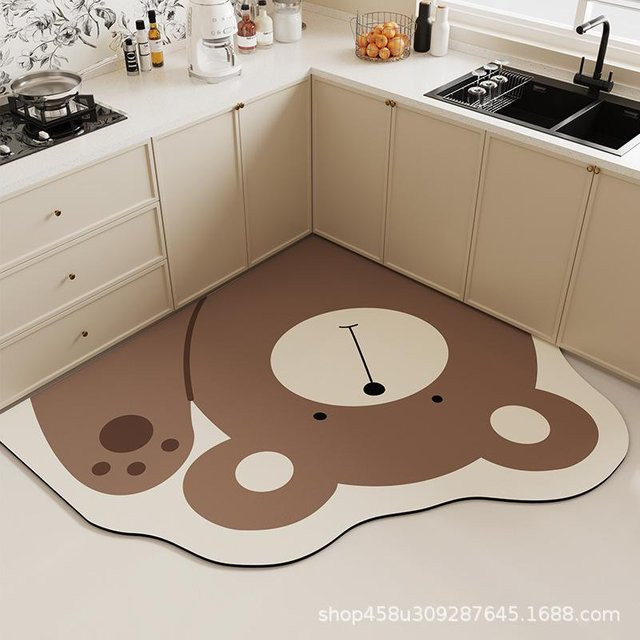Rutschfeste Badezimmermatte mit Cartoon-Tierdesign aus Diatomeenerde von Yiran Furniture, Breite: 60 cm, Tiefe: 60 cm, Höhe: 1 cm - Bild 1