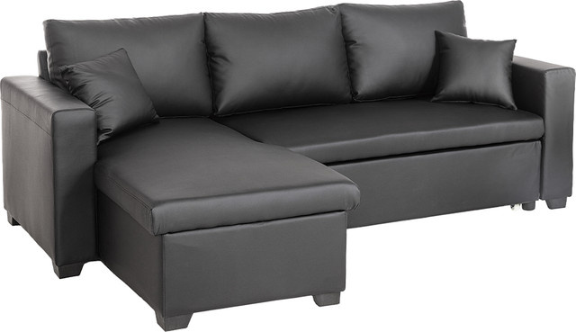 Happy Home Ecksofa mit Schlaffunktion und Stauraum in Schwarz, B/T/H: 223 x 146 x 88 cm - Bild 1