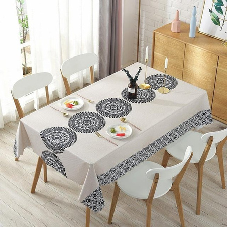 Wasserdichte Tischdecke Stolze Rose in Beige mit floralem Weihnachtsdesign aus PVC, B/B: 90 x 90 cm