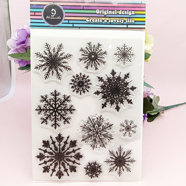 Alinacutle Silikon Stempel mit Weihnachtsschneeflocken Design in Transparent für Papierhandwerk und Bastelarbeiten - Bild 1