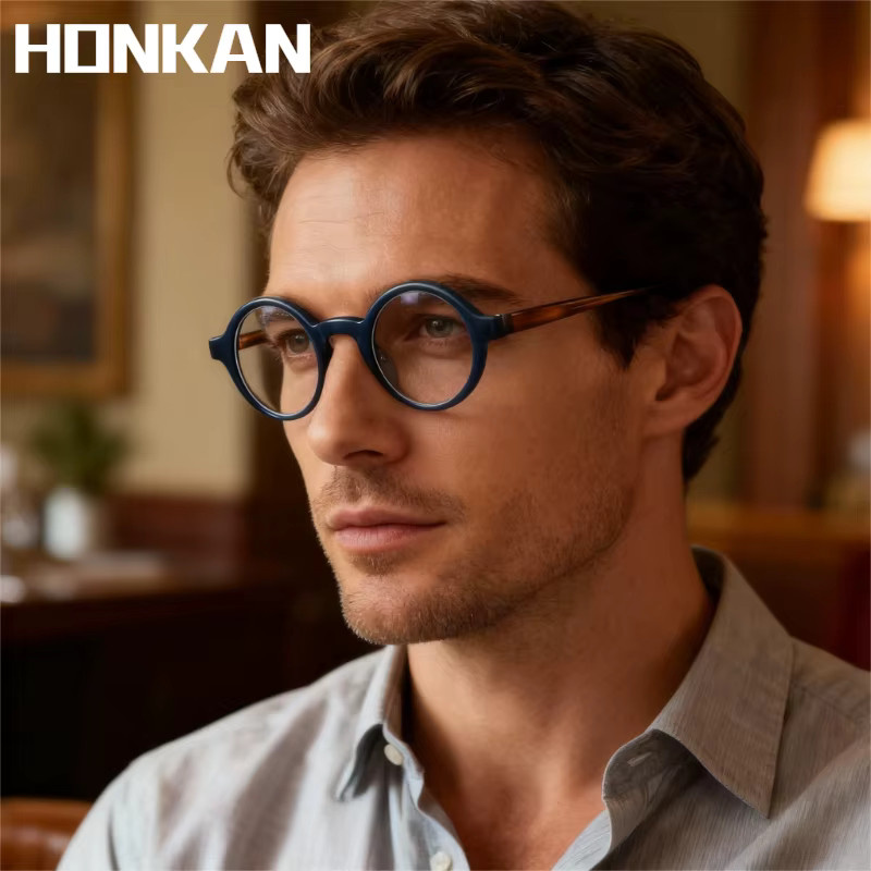 HONKAN.WZ Lesebrille, Rund, Acetat, Vollrand, Braun, Unisex - Bild 2