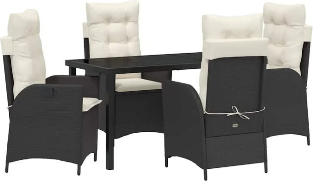 vidaXL Garten Essgruppe 5-teilig aus Poly-Rattan und Glas in Schwarz-Creme - Bild 1