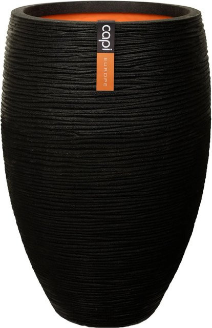 Capi Pflanztopf Nature Rib Elegant Deluxe Riffel Schwarz Durchmesser: 40 cm, Höhe: 60 cm - Bild 1