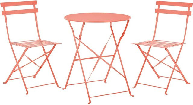 Beliani Bistro Set FIORI aus Metall in Korallenrot für Garten, Balkon und Terrasse - Bild 1