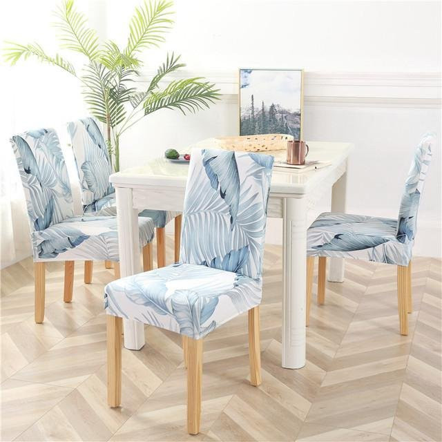 Housmife Universal Stuhlbezug aus Stretch-Material für Esszimmerstühle, Blau - Bild 1