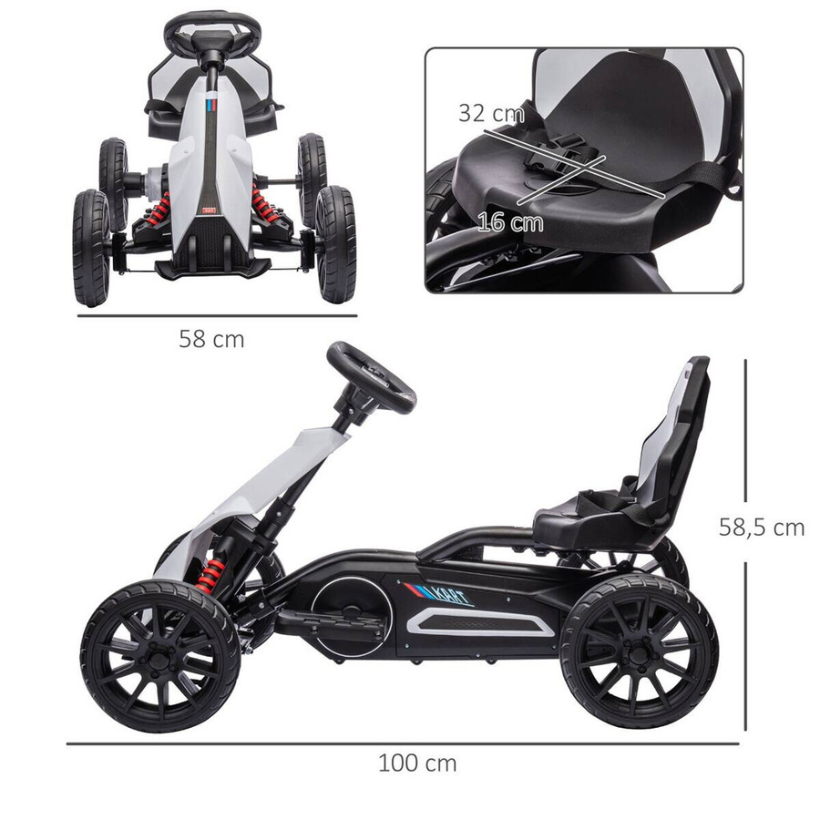 HOMCOM Elektro Gokart Kinderfahrzeug Weiß 3-8 Jahre - Bild 5
