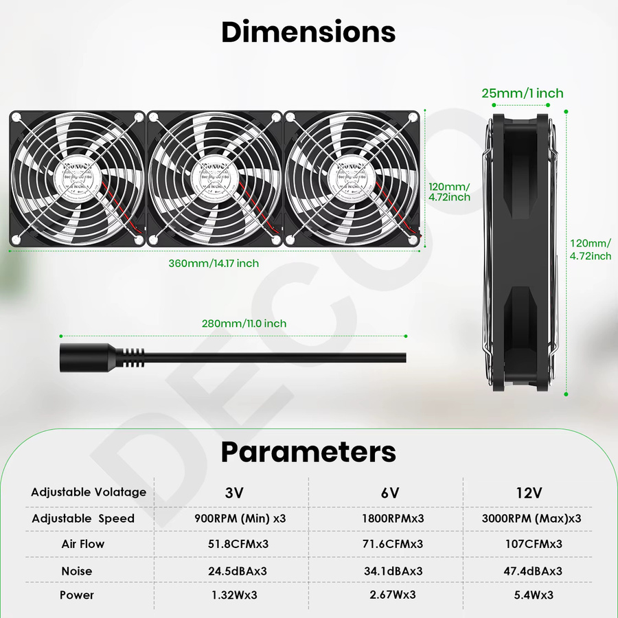 YOUNUON Server-Kühlsystem Lüfter-Set in Schwarz für BTC-Mining-Maschinen und Workstations mit 120 mm Gehäuselüftern - Bild 2