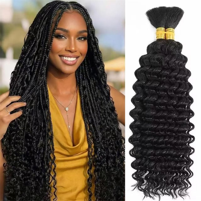 HALOQUEEN HAIR Deep Wave Bulk Echthaarbündel, 100g, Unisex - Bild 1