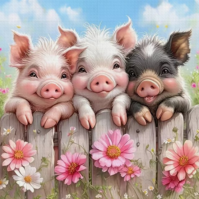 Fence Friends Kreuzstich-Set zum Selbermachen, 11CT Stickerei in Multicolour, B/B/H: 36 x 36 x 1 cm - Bild 1