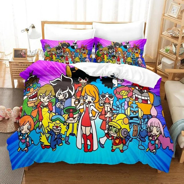 Wario Ware Get It Together Bettwäsche-Set mit 3-teiligem Bettbezug-Set für Erwachsene und Kinder, Multicolor, B/H: 150 x 200 cm - Bild 1