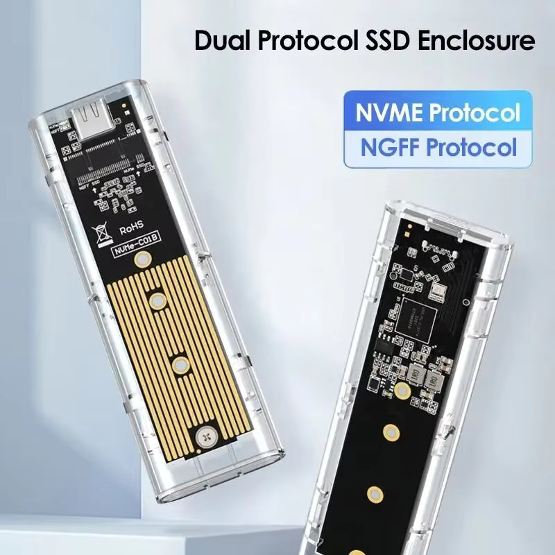 ROUHONG M.2 NVMe PCIe NGFF SATA Dual Protocol SSD-Gehäuse mit USB Typ C, transparentes externes Festplattengehäuse - Bild 2