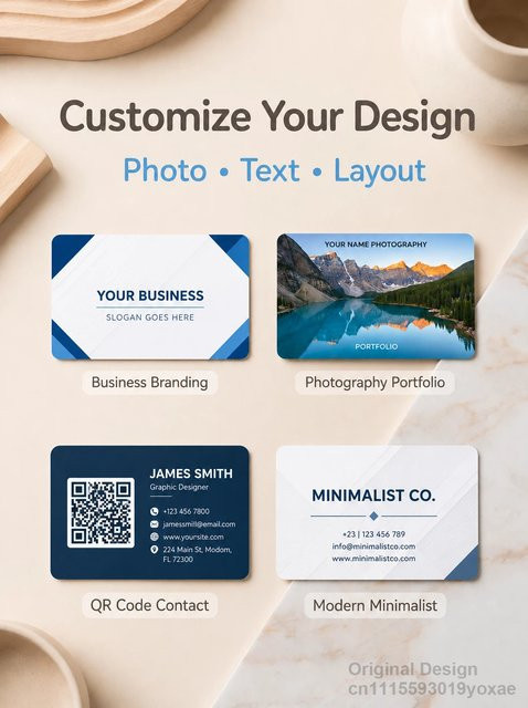 Personalisierte PVC-Visitenkarten aus Kunststoff mit individuellem Logo, Text, Foto und QR-Code, wasserfest, B/H: 85 x 54 mm - Bild 1