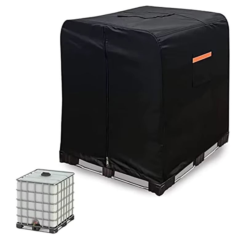 MY·BAKERMAN IBC Tote Cover Schutzabdeckung für 1000l Wassertank, wasserdichtes 420D Material mit Reißverschluss, Farbe: Schwarz - Bild 2