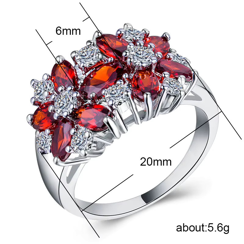 Huitan Ring, Blume, Zirkonia, Silber, Damen - Bild 2