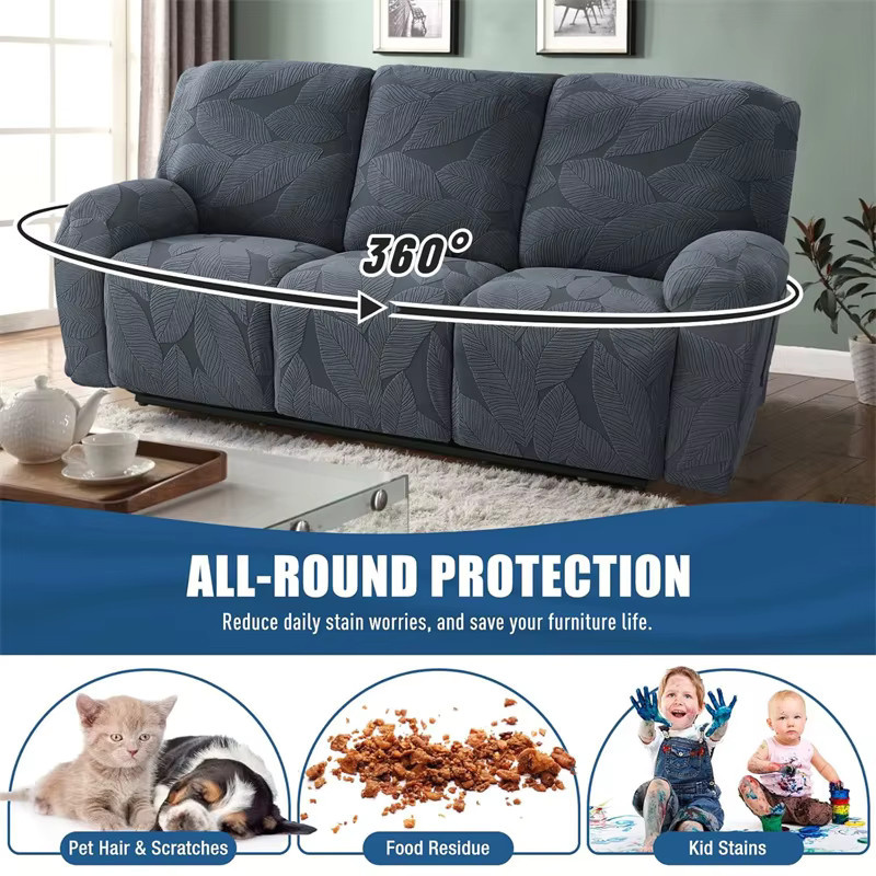 WANERQU Elastischer Sesselüberzug mit Seitentasche für 1/2/3-Sitzer Split-Relaxsofas, einfarbig und abnehmbar - Bild 4