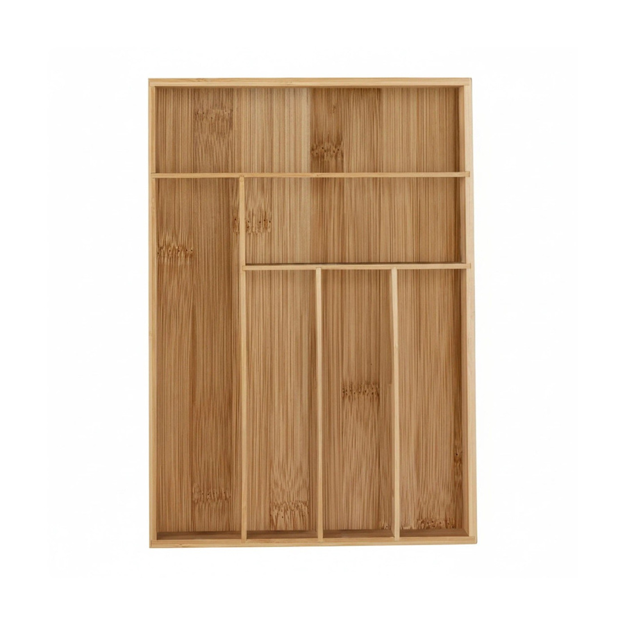 Relaxdays Besteckkasten aus Bambus in Natur Braun mit 6 Fächern, H x B x T: 5 x 30,5 x 43 cm - Bild 2