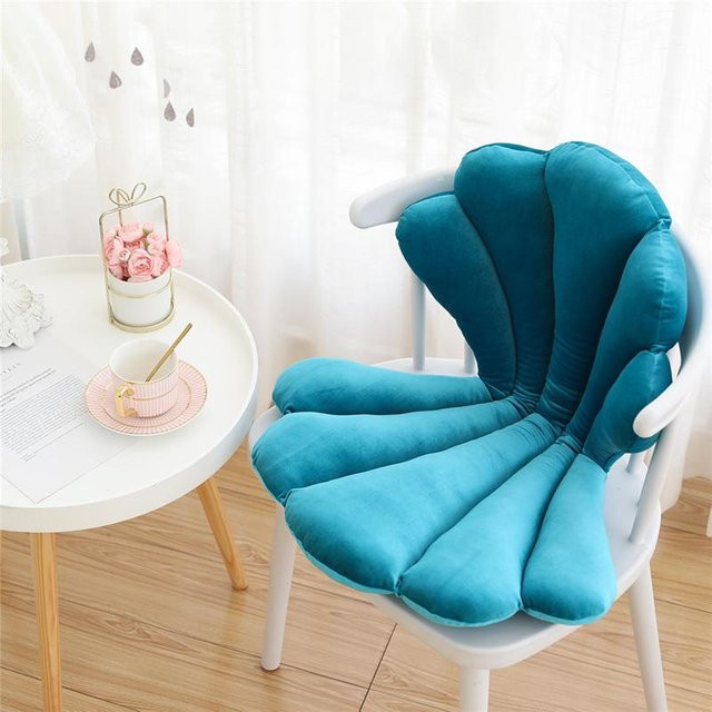 Yiran Furniture Muschel-Sitzkissen aus Samt in Blau, B/H/T: 75 x 50 x 6 cm - Bild 1