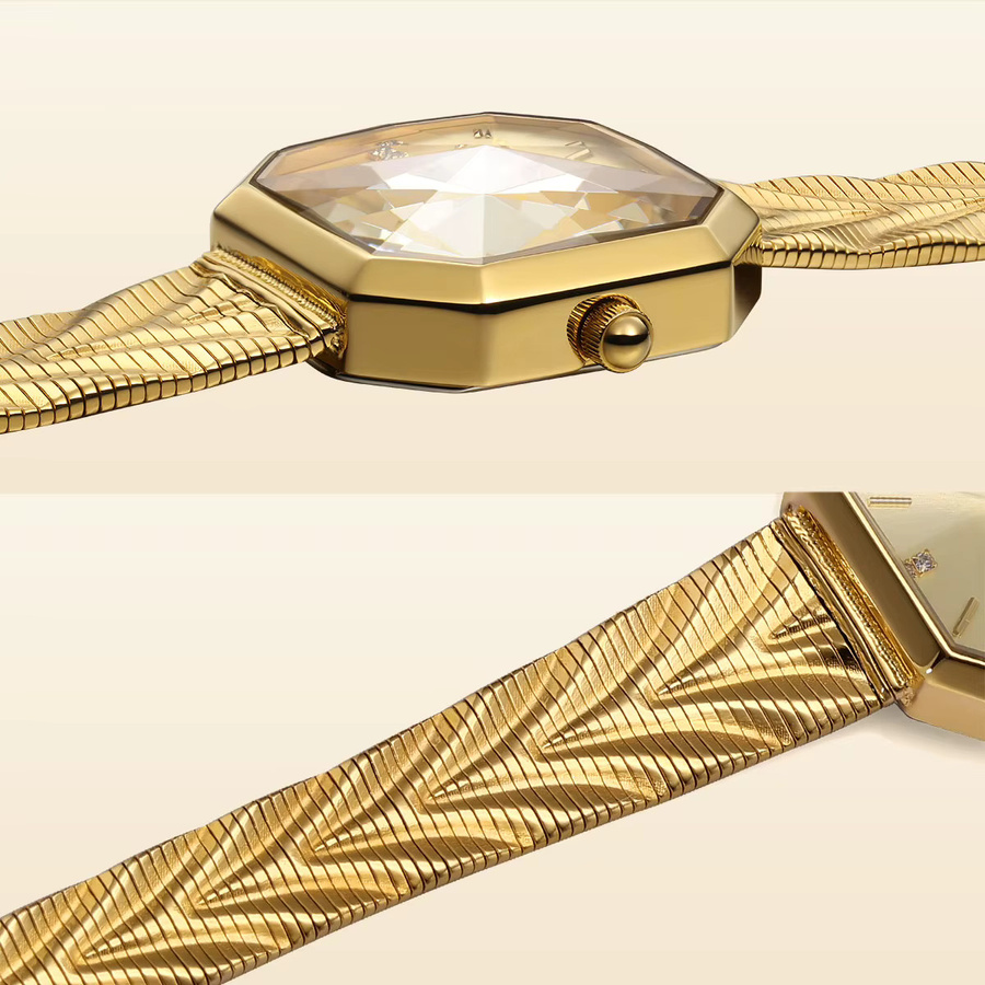 BERNY Armbanduhr, Quarz, Edelstahl, Gold, eckig, Damen - Bild 2