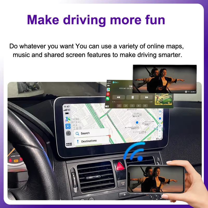 AUTOTOP Linux Wireless Carplay Touchscreen für Mercedes Benz NTG4.0 C-Klasse W204 S204 2007–2010 mit Android Auto und Mirrorlink, 10.25 Zoll, Schwarz - Bild 4