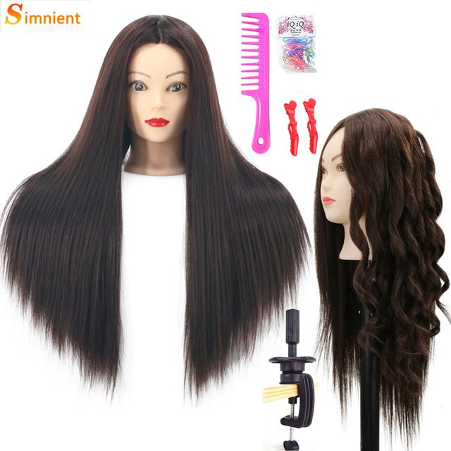 Simnient Übungskopf mit 60cm Echthaar, 85% Gemisch, für Friseure - Bild 1