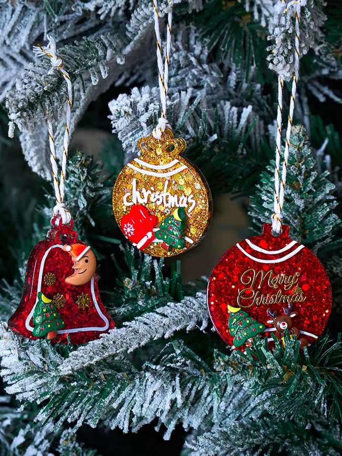UDOCOOL Silikonform für runde Weihnachtsanhänger zum Selbermachen mit Motiven wie Krone und Glocke für Gips oder Harz in Mehrfarbig - Bild 6