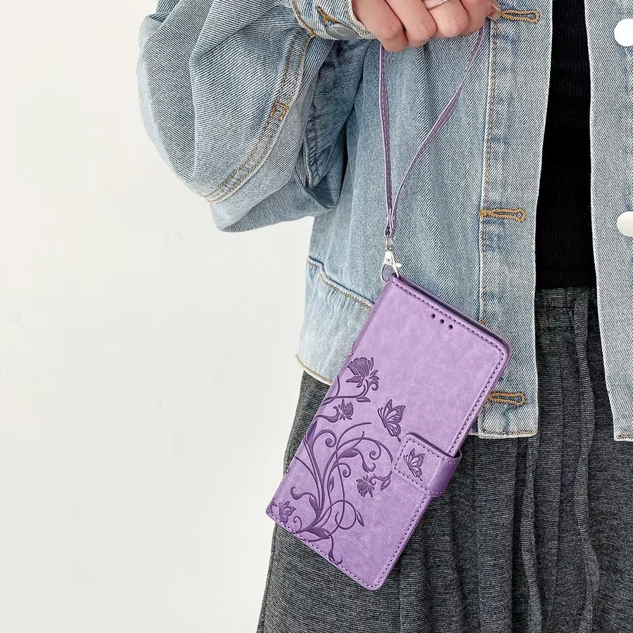 Leder-Handyhülle mit Lanyard für VIVO Y29S Y29 Y04 Y28S Y28 Y27 Y19S Y18 Y17S Y03 Y22 Y22S Y21T Y33T Y16 als Brieftasche-Schutzhülle in Pink oder Purple - Bild 5