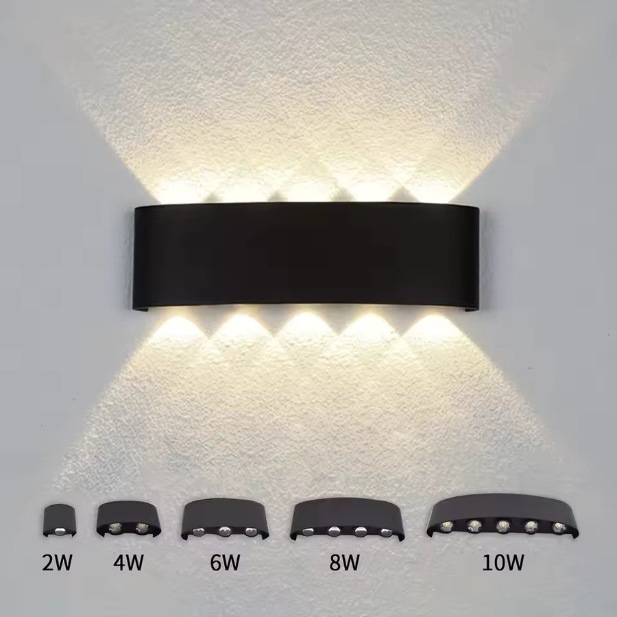 Moderne LED-Wandleuchte aus Aluminium in Schwarz mit IP65 Wasserdichtigkeit für Außenbereich und Innenbereich, Up-Down Beleuchtung für Garten, Treppen und Veranda - Bild 1