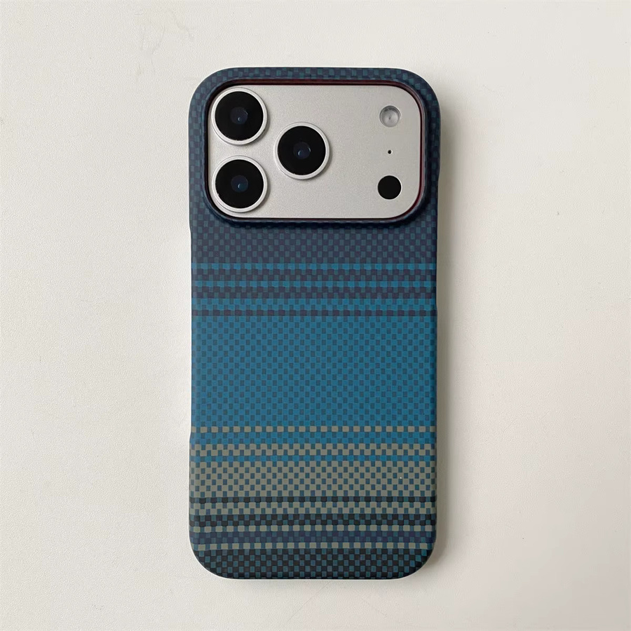Schlanke Handyhülle mit Kohlefaser-Kevlar-Textur für Apple iPhone 17 Air 16 15 14 Plus 13 12 11 Pro Max in Blau, schützende harte PC-Abdeckung - Bild 2
