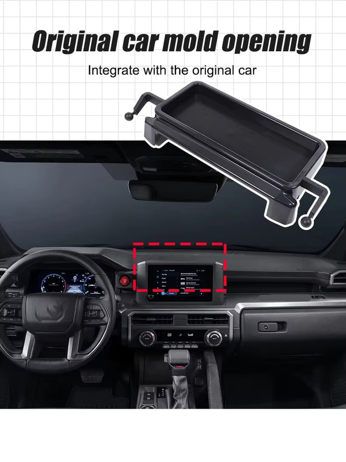 Suetlcoity Doppel Telefonhalter Basis für Toyota Tacoma 2024 2025 SR SR5 TRD in Schwarz - Bild 6