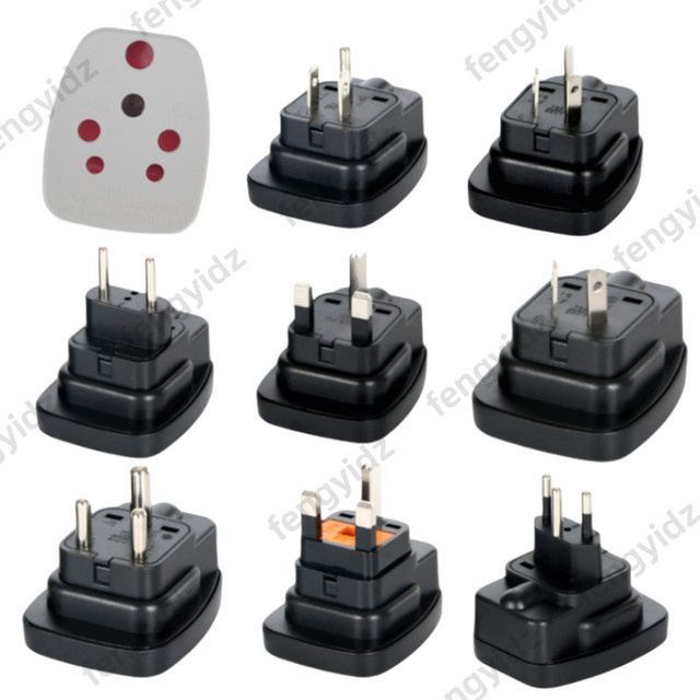 Fengyidz Universal Reiseadapter Konverter für Südafrika, Italien, Schweiz, UK, US, AU und EU mit Schuko Stecker in Schwarz - Bild 1