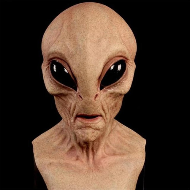 Halloween Alienmaske UFO Schädel, Latexmasken, Weltraum, Gummi - Bild 1