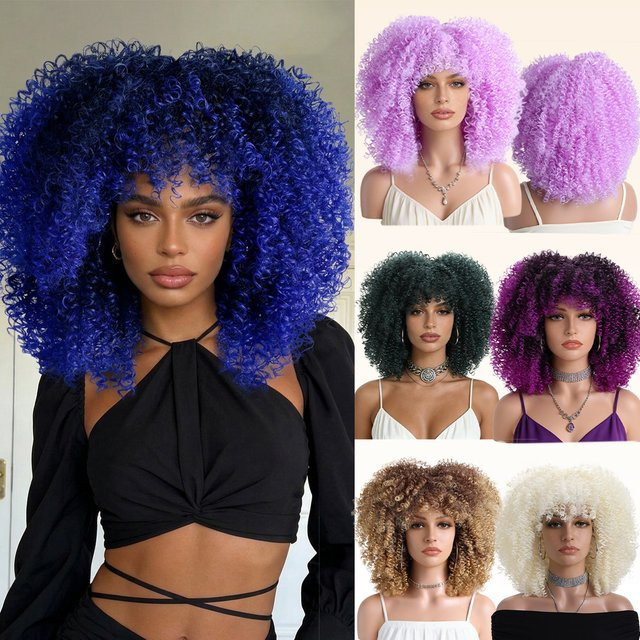 MAISI Afro-Synthetikperücke mit Pony, 16 Zoll, Damen - Bild 1