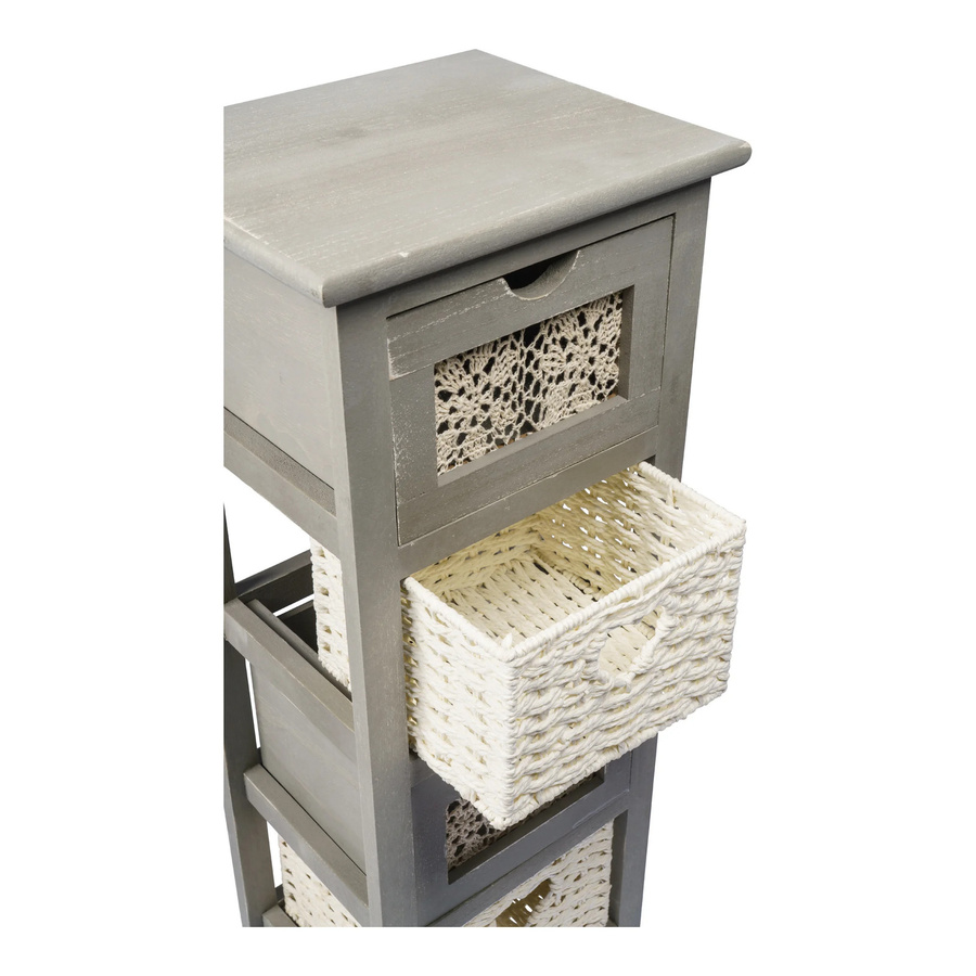 Regal Romantisch von viva domo aus Paulownia-Holz im Shabby Chic mit Häkelmuster in Grau und Beige - Bild 2