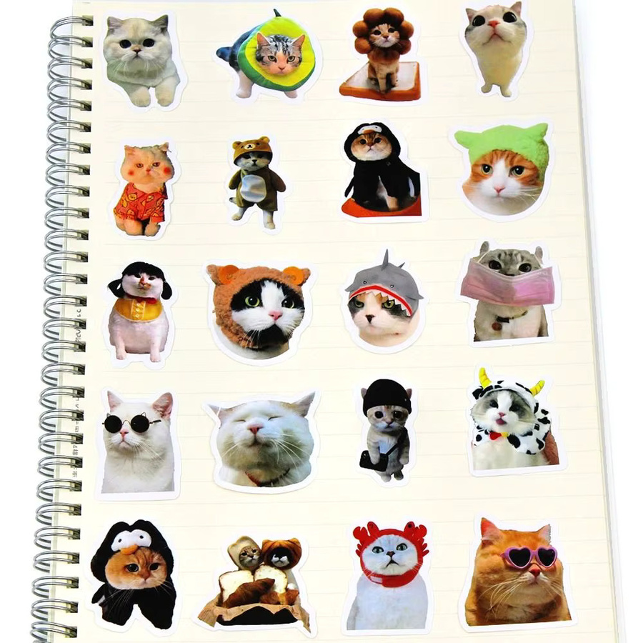 100 Stück wasserfeste PVC-Katzenaufkleber im Cartoon-Kawaii-Design, bunte Aufkleber für Kinder zum Selbermachen - Bild 2