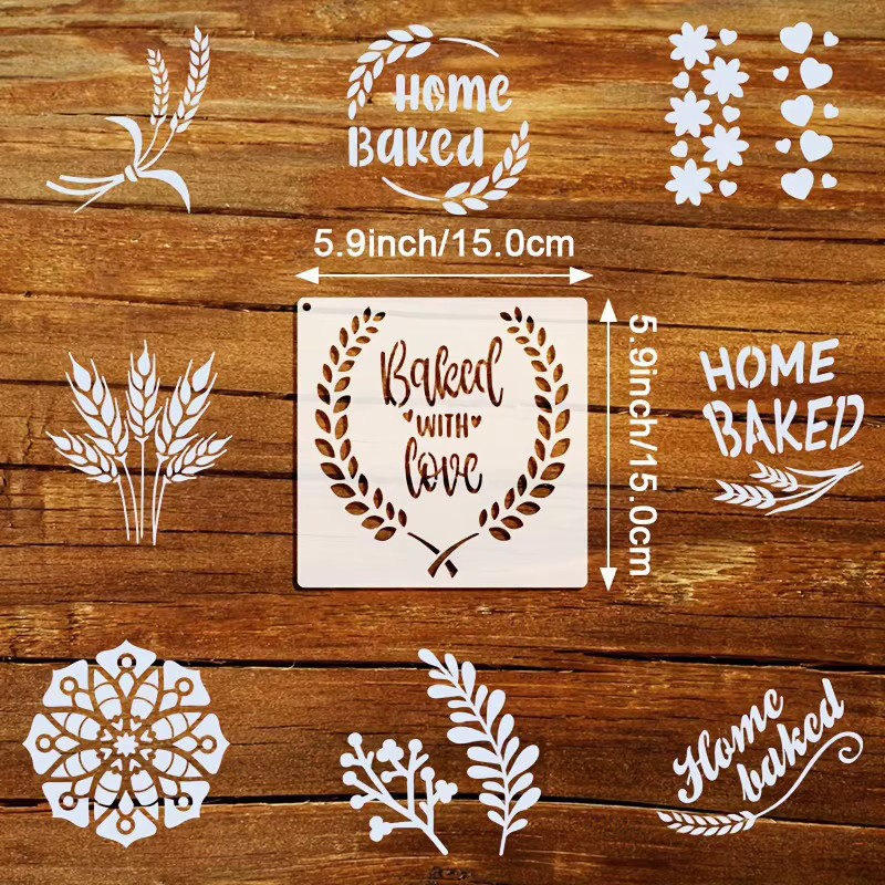 HUXUAN 9 Stück Brotstempel-Schablonen Set aus Kunststoff in Weiß für DIY-Backvorlagen von Brot, Kuchen und Keksen - Bild 3