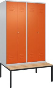 C+P Spind Classic PLUS Schwarz-Weiß-Spind mit 4 Abteilen und untergebauter Sitzbank aus Buche-Hartholz, B/T/H: 212,0 x 120,0 x 81,5 cm - Bild 1