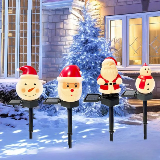 Peach Forest Solar Gartenstecker Weihnachten Santa Claus und Schneemann Wasserdicht für Außenbereich, Mehrfarbig - Bild 1