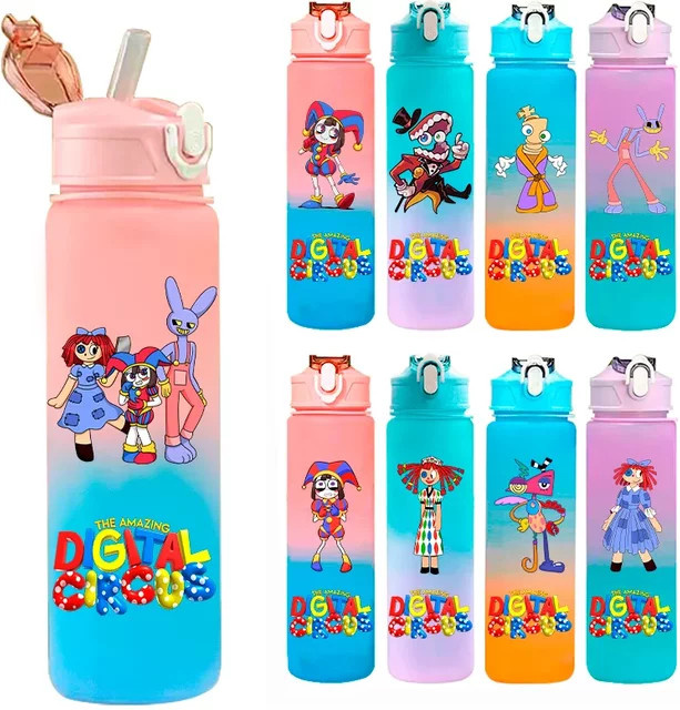 Bandai Trinkflasche The Amazing Digital Circus mit Strohhalm, Mehrfarbig, 750 ml - Bild 1