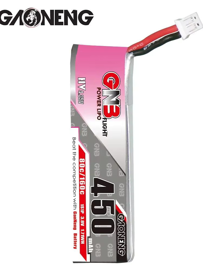 GAONENG GNB 1S 450mAh 3,8V LiPo Batterie mit PH2.0 Anschluss für Racing Drones und Quadcopter - Bild 4