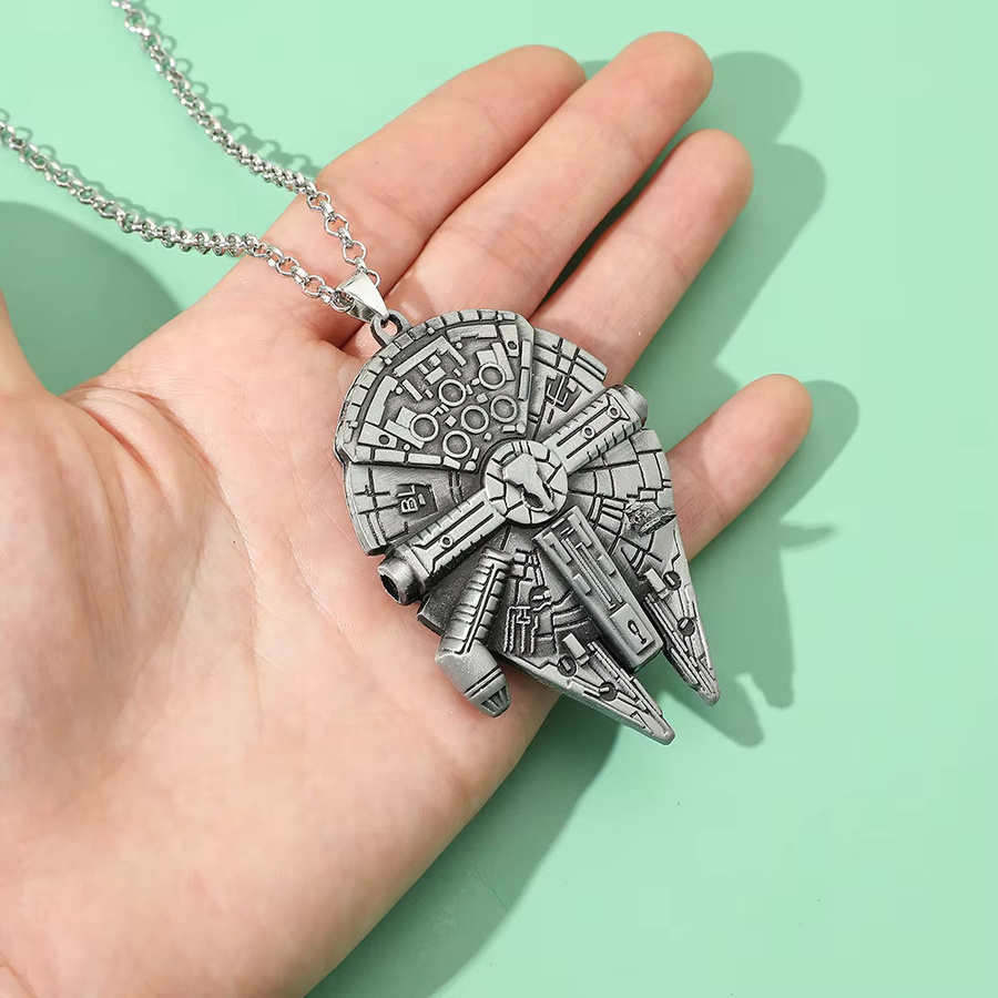 Star Wars Anhänger-Halskette Millennium Falcon, Edelstahl, Silber, Herren - Bild 3