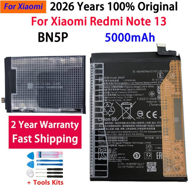 Xiaomi BN5P Ersatzakku für Redmi Note 13, 5000mAh, Schwarz - Bild 1