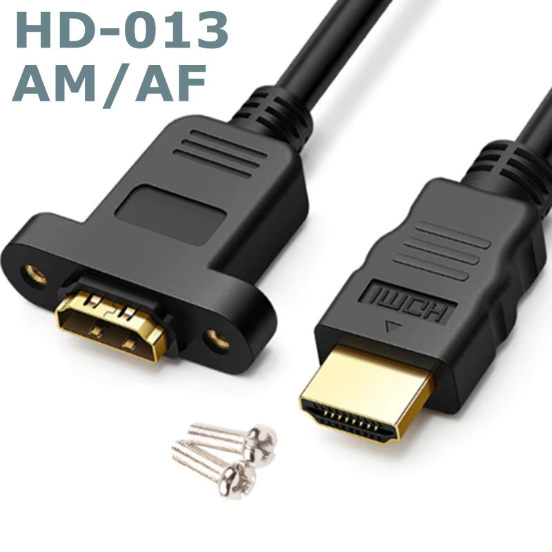 AXONUS HDMI Verlängerungskabel mit Panel Mount Schraube, vergoldet, Schwarz, Länge: 50 cm - Bild 2