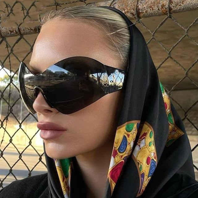 Gootrades Sonnenbrille, randlos, wrap, schwarz, Unisex, Kunststoff - Bild 1