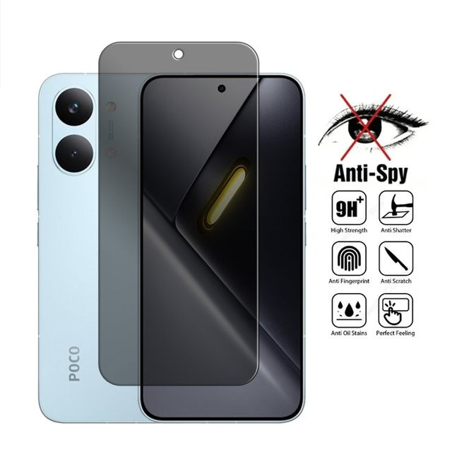 Wolfsay Anti-Spionage Sichtschutzfolie aus gehärtetem Glas für Poco X8 Pro Max und Poco X8 Pro, transparent - Bild 1