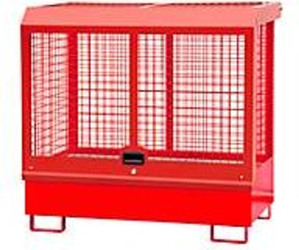 Gefahrstoff-Depot BAUER Typ GD-C aus Stahl mit Zylinderschloss, Farbe: Feuerrot RAL 3000, Auffangvolumen: 220 l, B/T/H: 82,0 x 143,0 x 139,0 cm - Bild 4