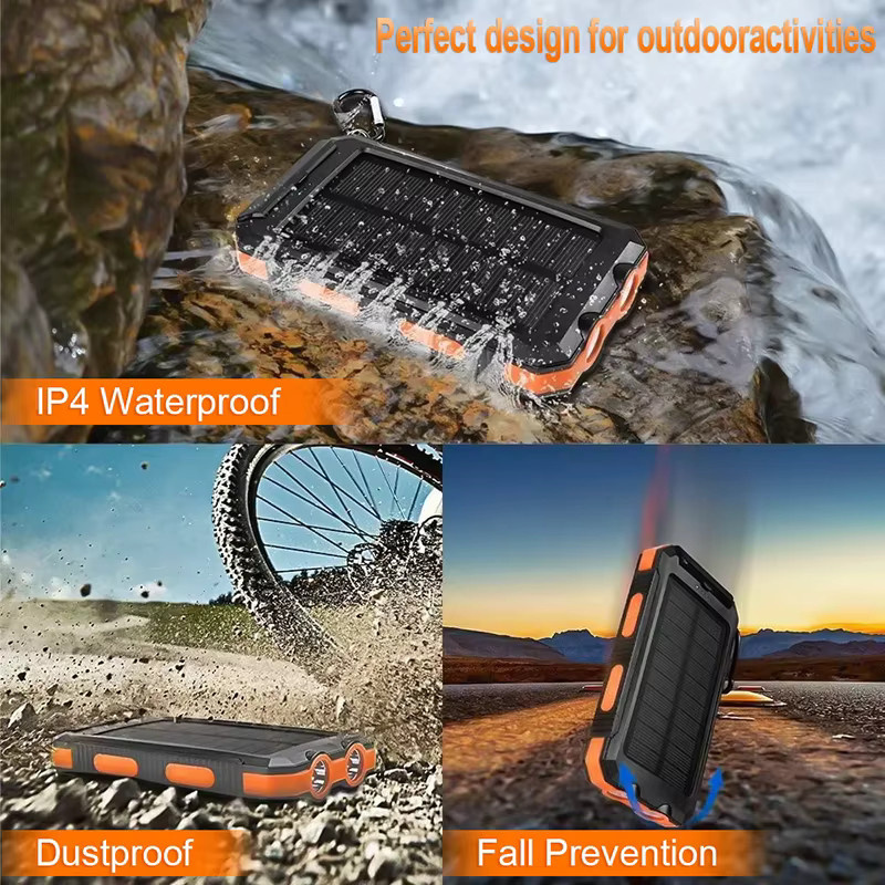 Solar Power Bank 80000 mAh Tragbare Externe Batterie mit starkem LED Licht für Smartphones in Blau oder Schwarz - Bild 4
