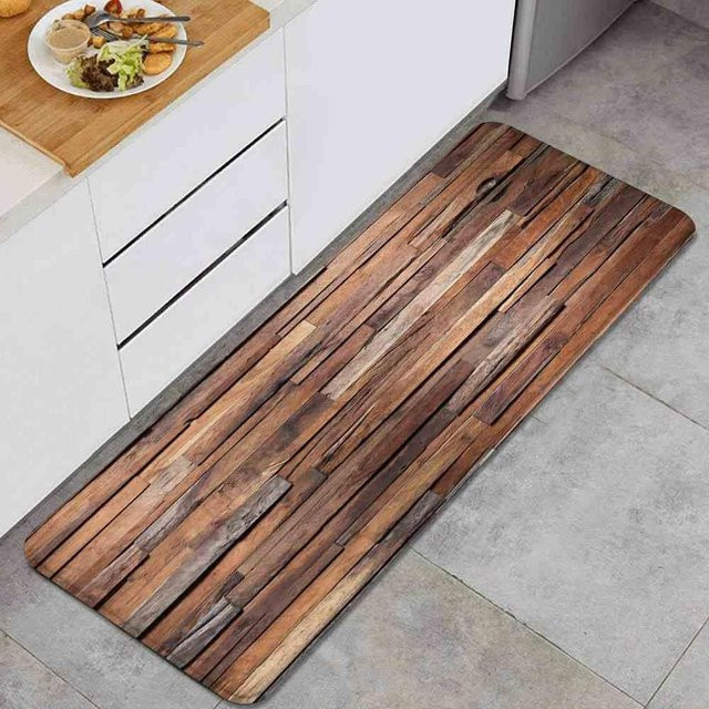 Rutschfester Küchenteppich von Lodestar in Holzoptik, weiß/braun, B/T: 80 x 50 cm - Bild 1