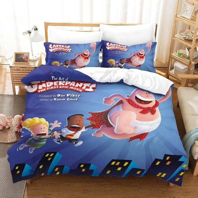 Captain Underpants Bettwäsche Set mit Cartoon Motiv in Multicolor, B/H: 135 x 200 cm - Bild 1