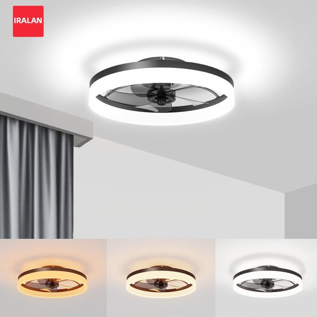 IRALAN LED-Deckenventilator mit Fernbedienung, moderner runder Deckenventilator mit Licht in Weiß für Schlafzimmer und Wohnzimmer - Bild 1